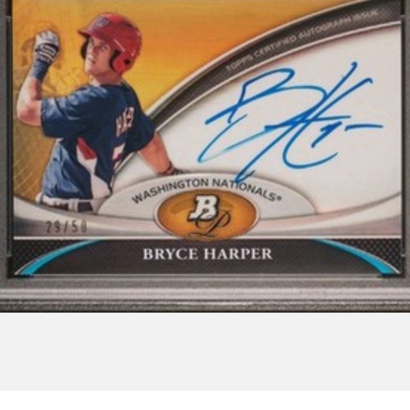 Bryce Harper Autographed Baseball Card 2011 gold /50 psa 10 rare